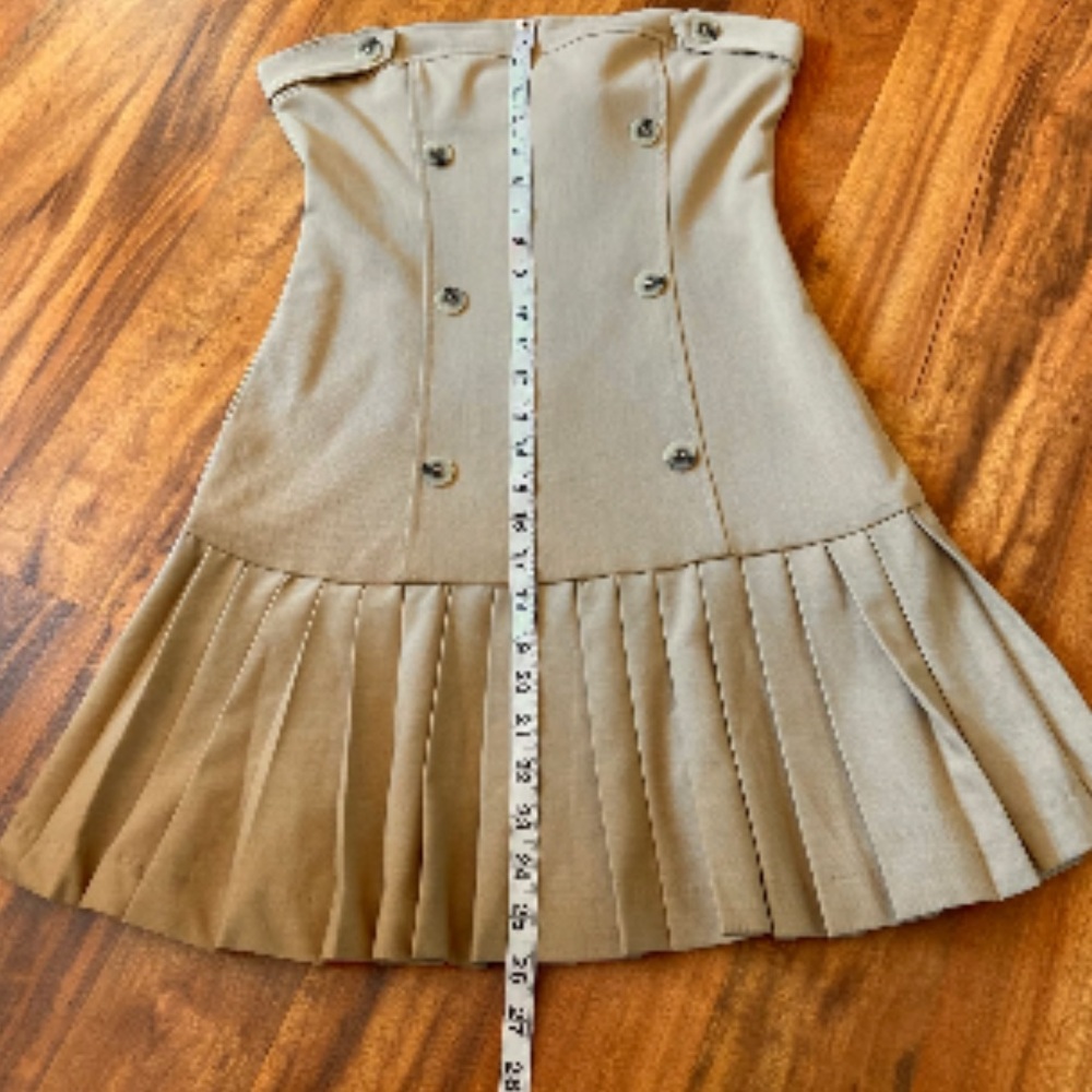 Maeve Strapless Taupe Button-Front Mini Dress - Picture 7 of 10